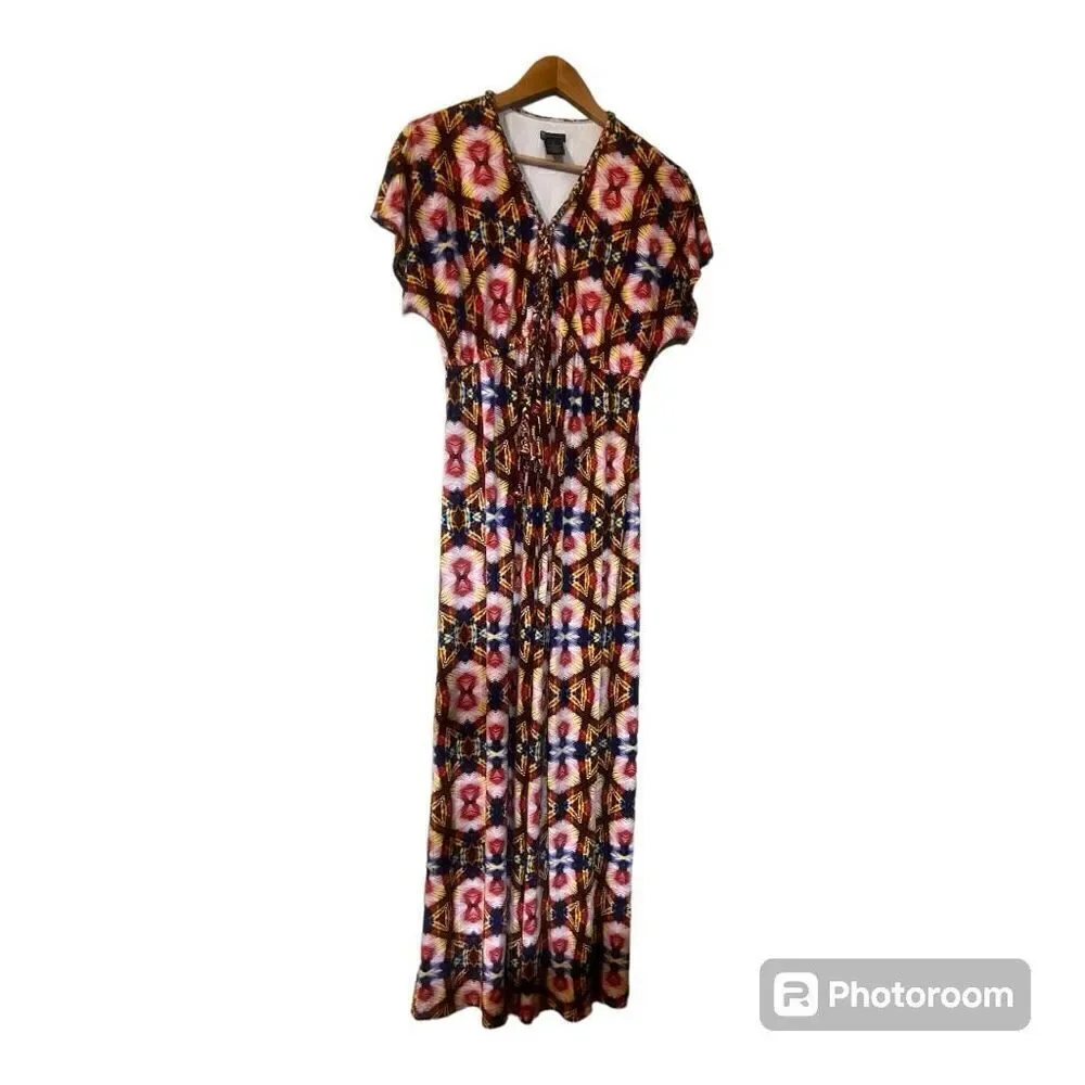 New Directions Women’s Size 12 Tribal Aztec Southwestern Midi Dress NWOT